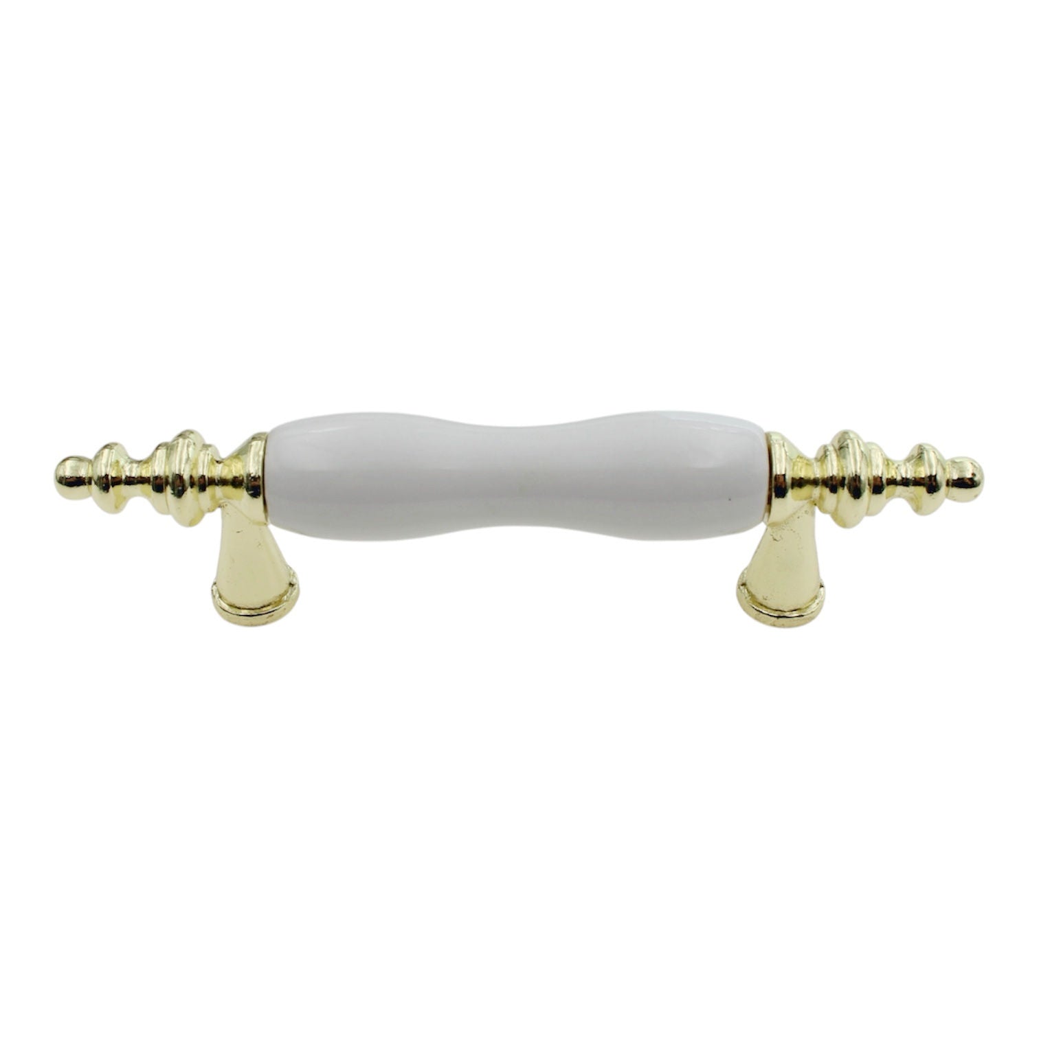Amerock 264WPB Polished Brass 3" Ctr Cabinet Bar Pull White Ceramic Center