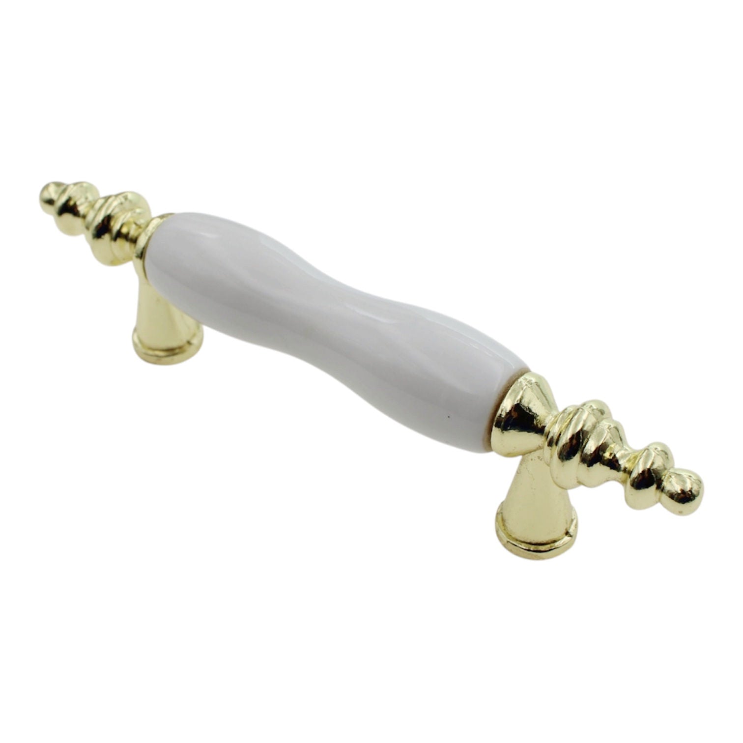 Amerock 264WPB Polished Brass 3" Ctr Cabinet Bar Pull White Ceramic Center