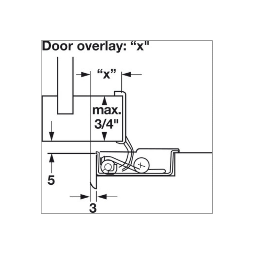 Pair Hafele 314.50.501 Substitute Amerock 2811J 1/2" Overlay Concealed Hinge