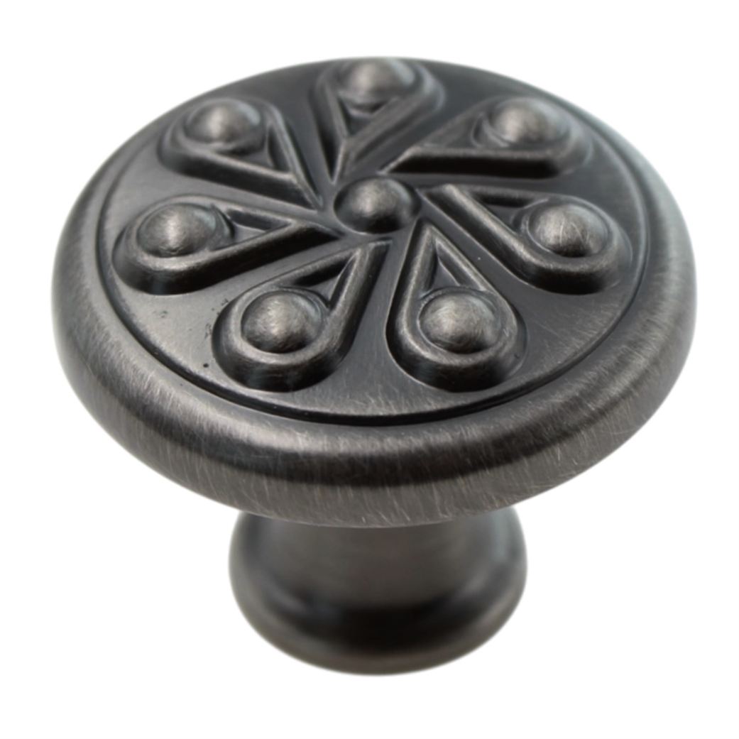 Jeffrey Alexander Luxe Dotted 1 3/16" Round Knob Brushed Pewter 323