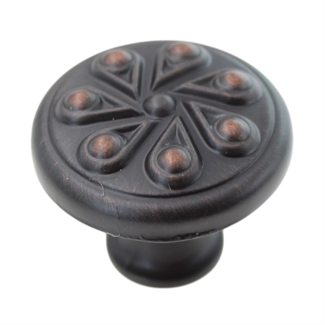 Jeffrey Alexander Luxe Dotted 1 3/16" Round Knob Brushed Oil Rubbed Bronze 323