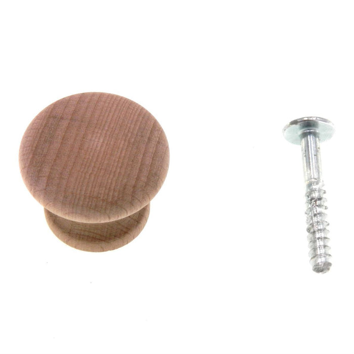 Ultra Hardware 41445 Beech Wood 1 1/4" Round Cabinet Knob with Wood Screw