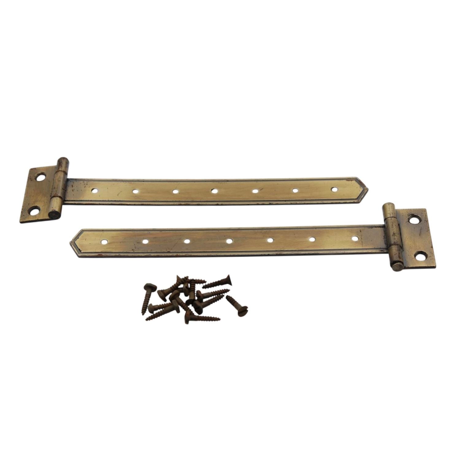 Pair Stanley 6 1/2" Saddle Strap Hinges Antique Brass Flush Doors 4311-F3