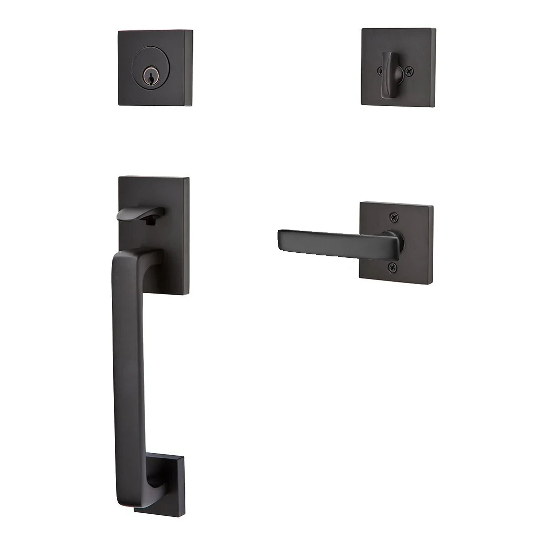 Emtek Baden Keyed Entry Deadbolt Handleset Geneva Lever Black 4820GVLHUS19