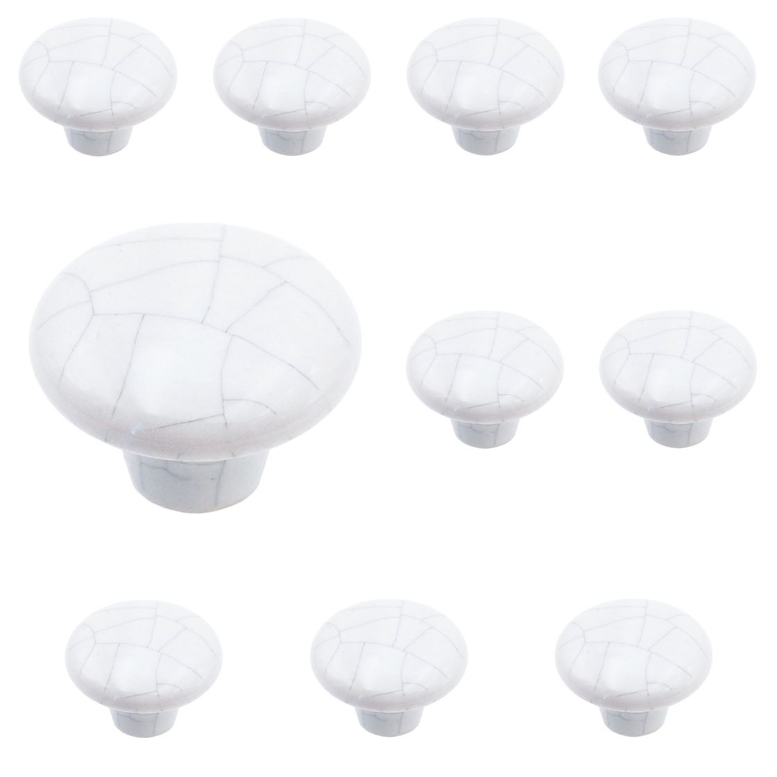 10 Pack of Kraftmaid 1 1/4" White Crackled Ceramic Cabinet Knob 510-9429001