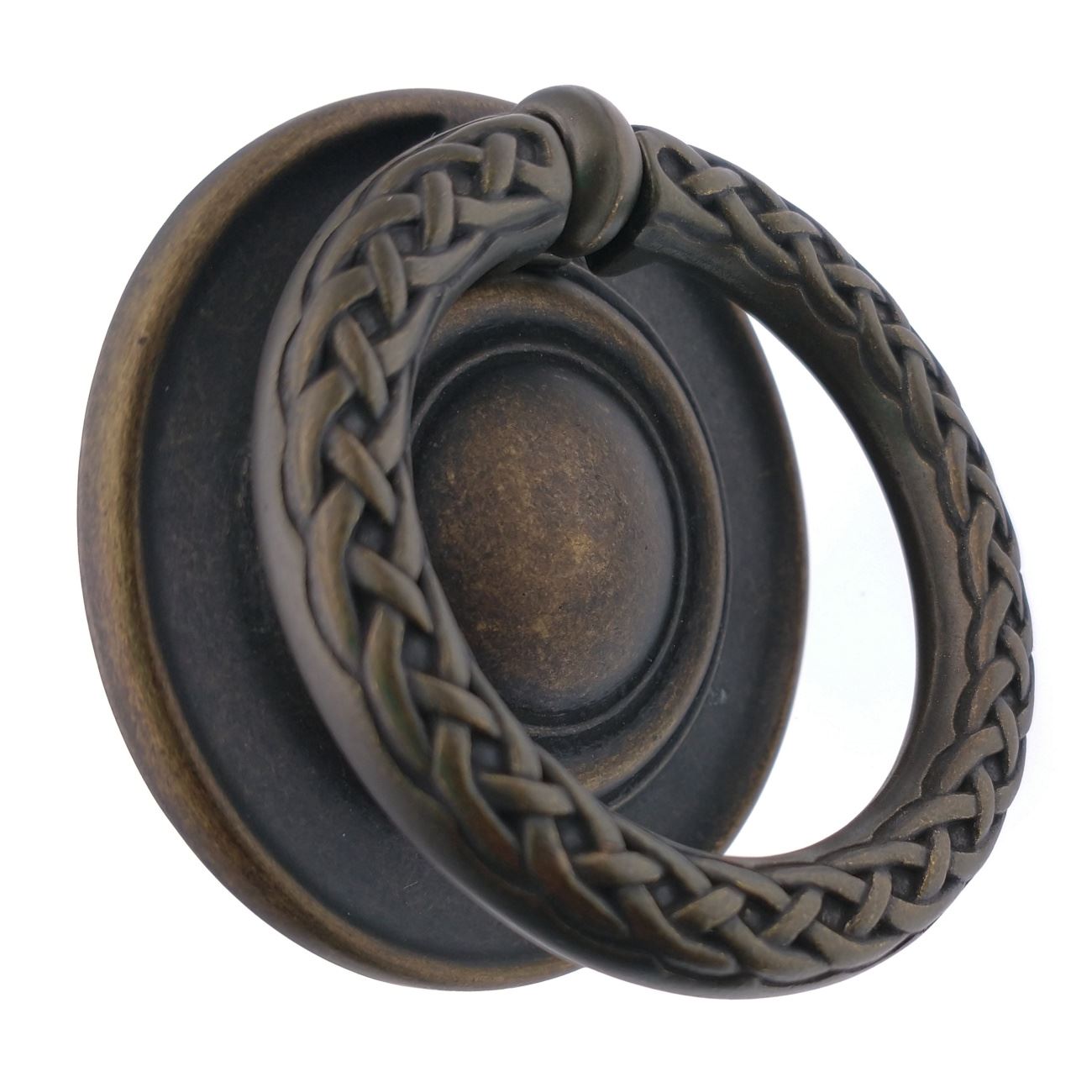 Antique Brass Round Ornate Cabinet 1 3/4cc Ring Pull 53264-9018 KBC H