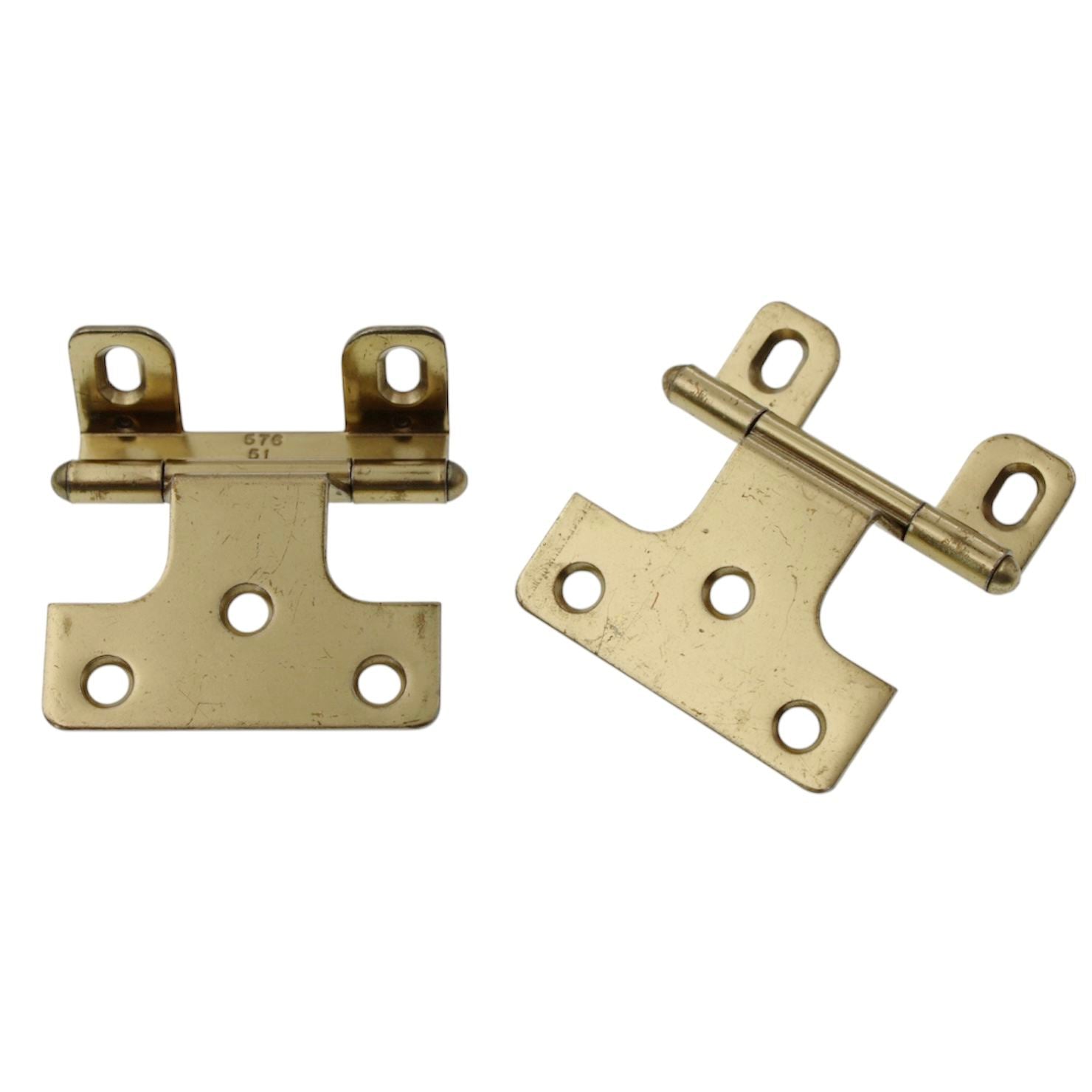 Pair Ajax Polished Brass Face Mount Variable Overlay Hinges Adjustable 576-3
