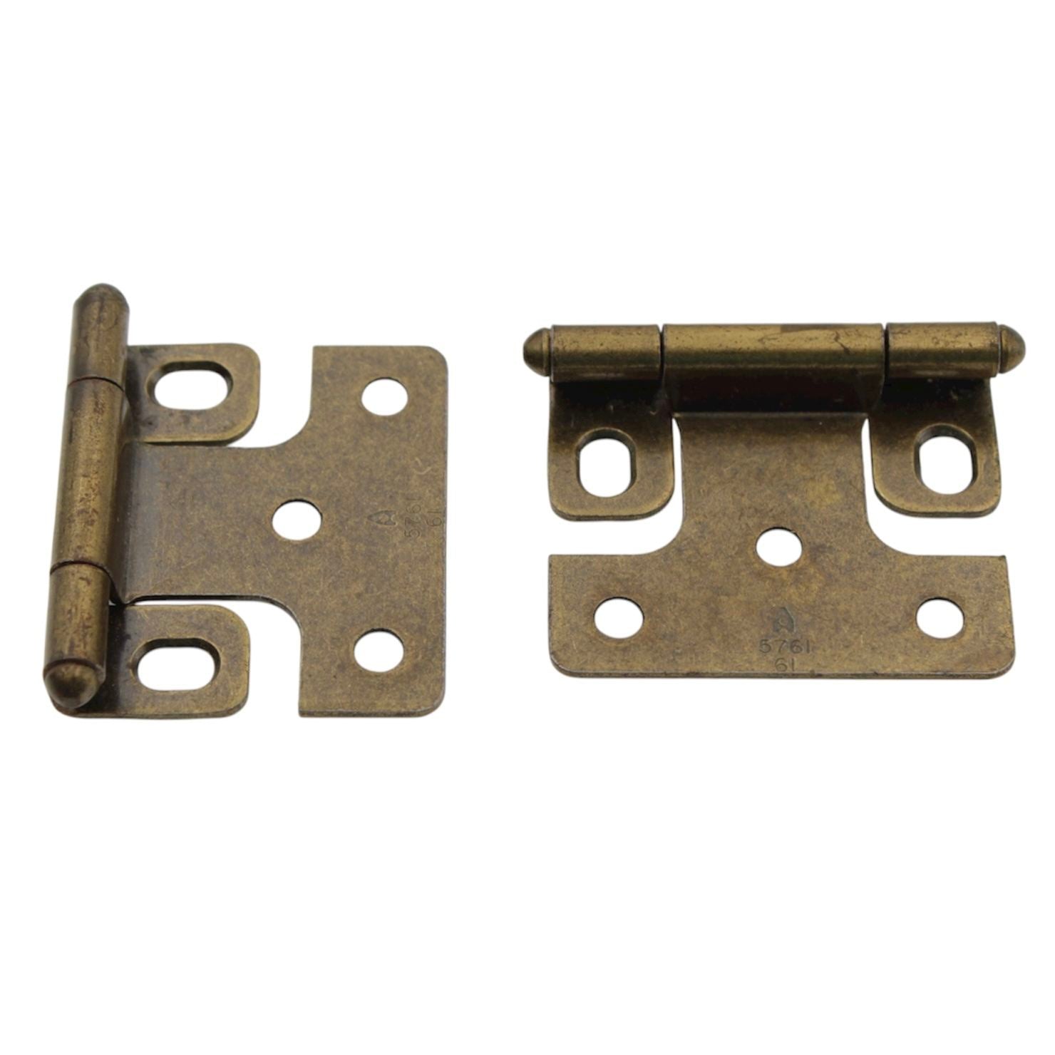 Pair Ajax Polished Brass Face Mount Variable Overlay Hinges Adjustable 576-AB