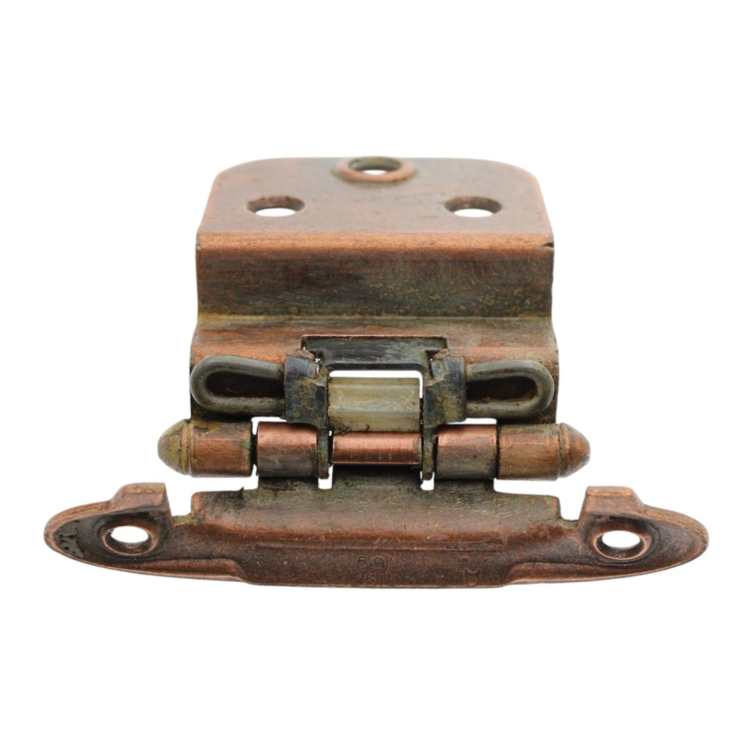 Pair Ajax Antique Copper 3/8" Inset Hinges Face Mount Self-Closing 595-AC