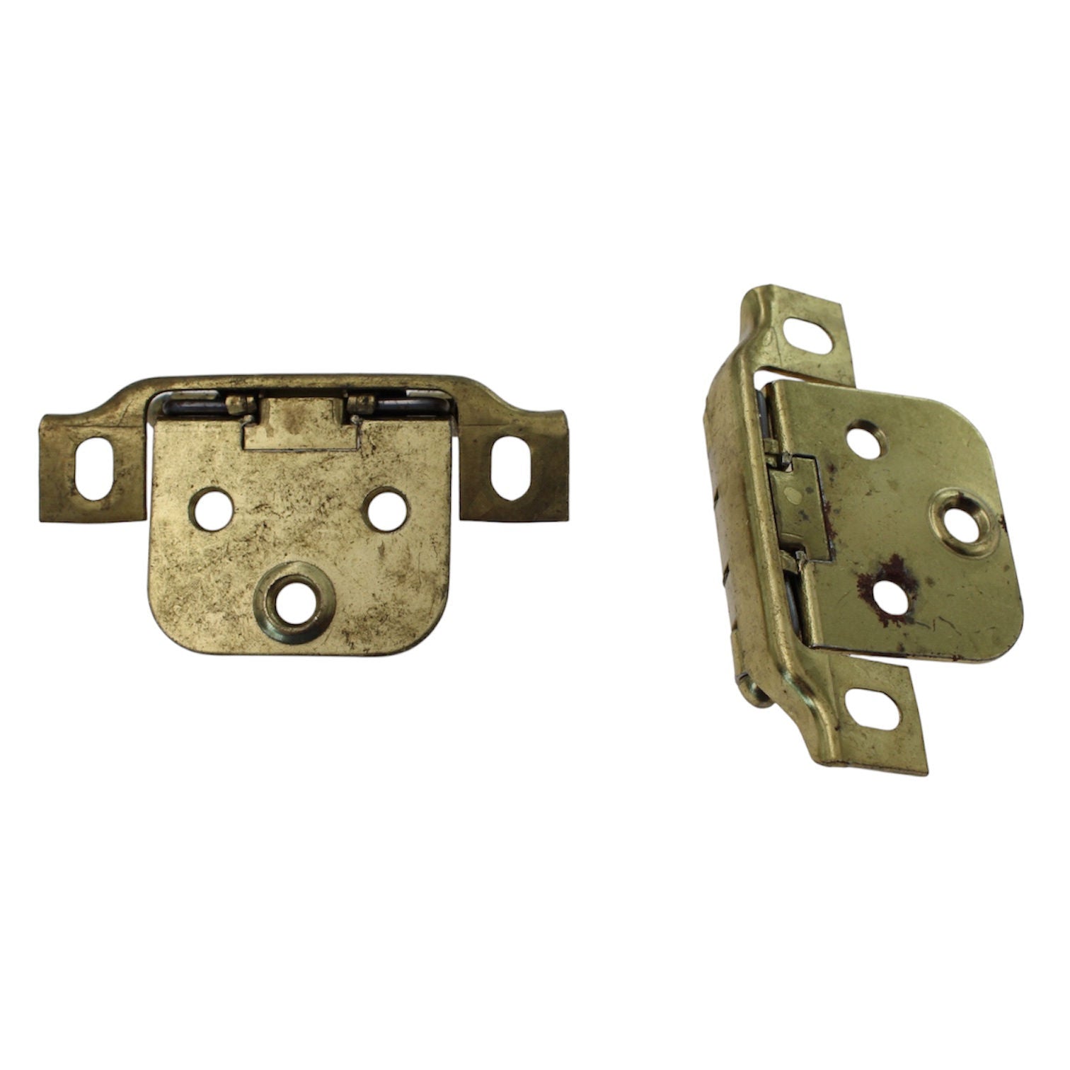 Pair Ajax Polished Brass Variable Overlay Hinges Self-Closing Face Mount 5981-3