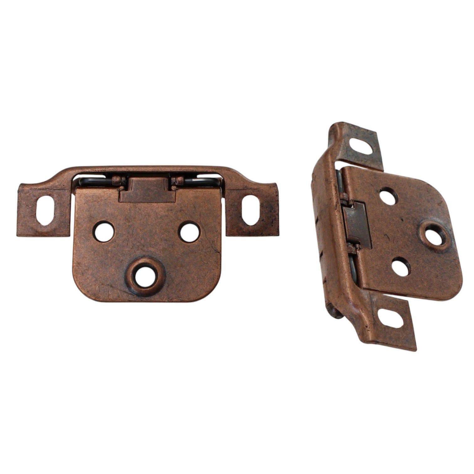 Pair Ajax Antique Copper Variable Overlay Hinges Self-Closing Face Mount 5981-AC