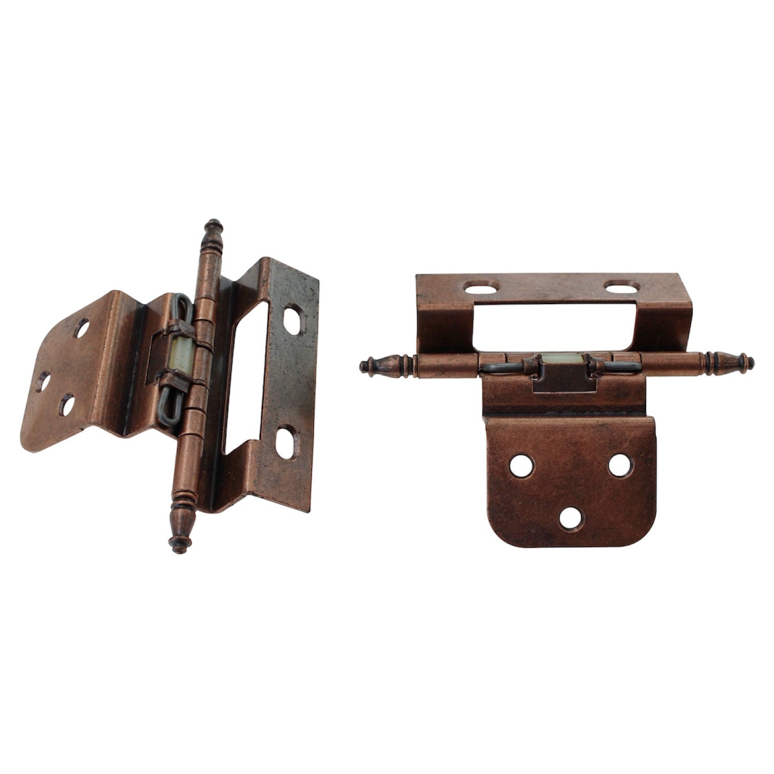 Ajax Antique Copper Partial Wrap Hinge 3/8" Inset Self-Closing Finial Tip 5996AC