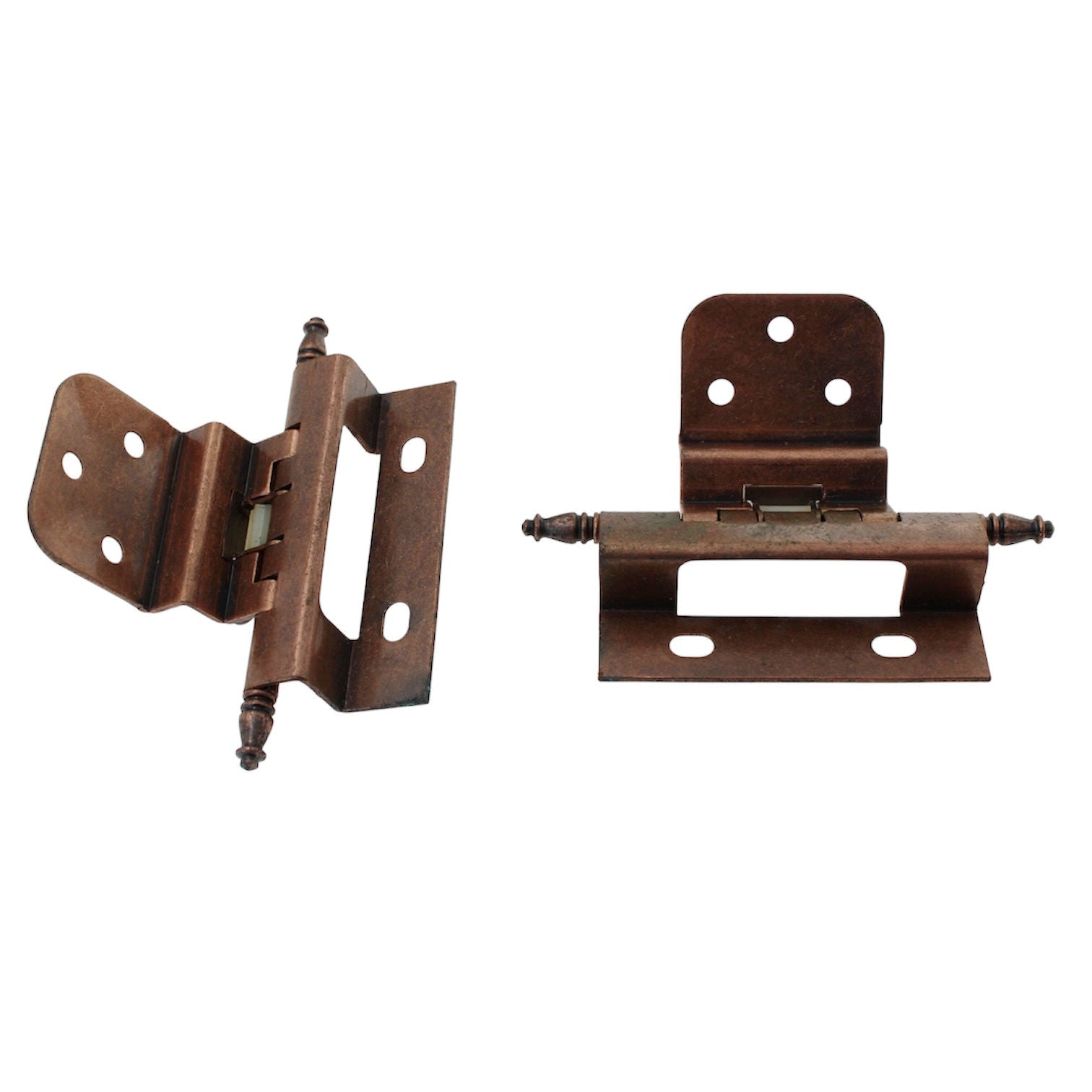 Ajax Antique Copper Partial Wrap Hinge 3/8" Inset Self-Closing Finial Tip 5996AC
