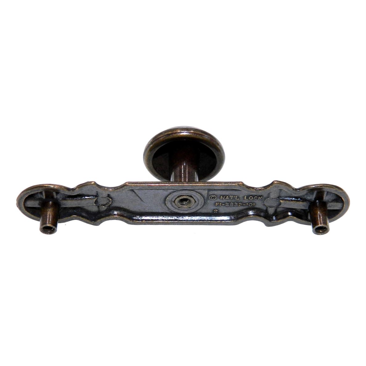National Lock Company 6211-4A - Pomo para muebles de latón de 1 1/8" con placa trasera de 4 3/8"