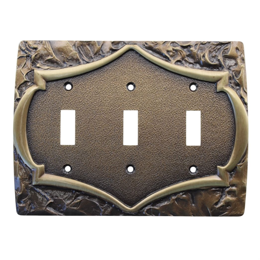 Amerock Monterey Wall Plate Triple Switch Plate Antique English 6286-AE