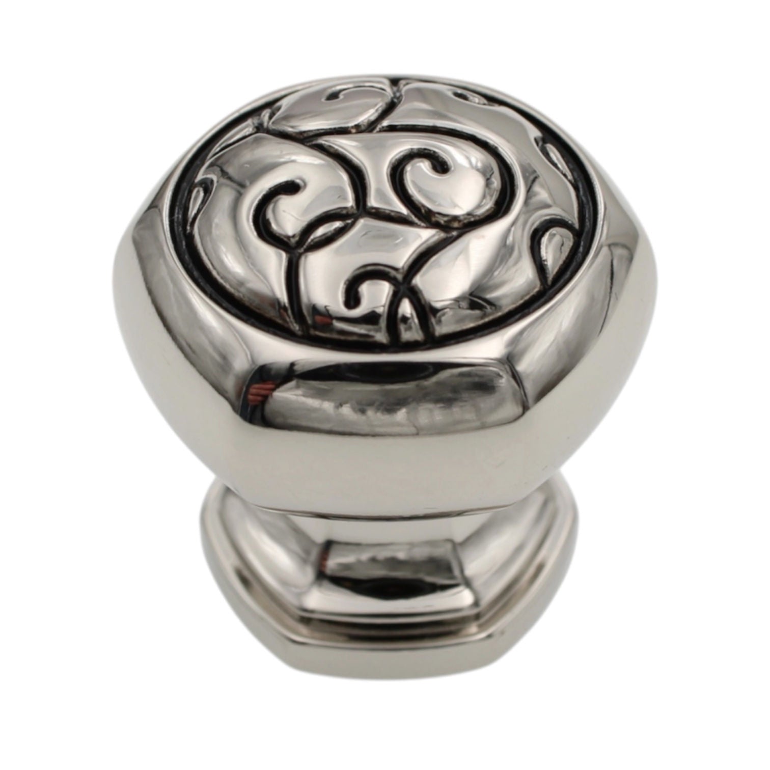 Schaub Bella Forma Polished Nickel Black 1 1/4" Round Cabinet Knob 840-PNB