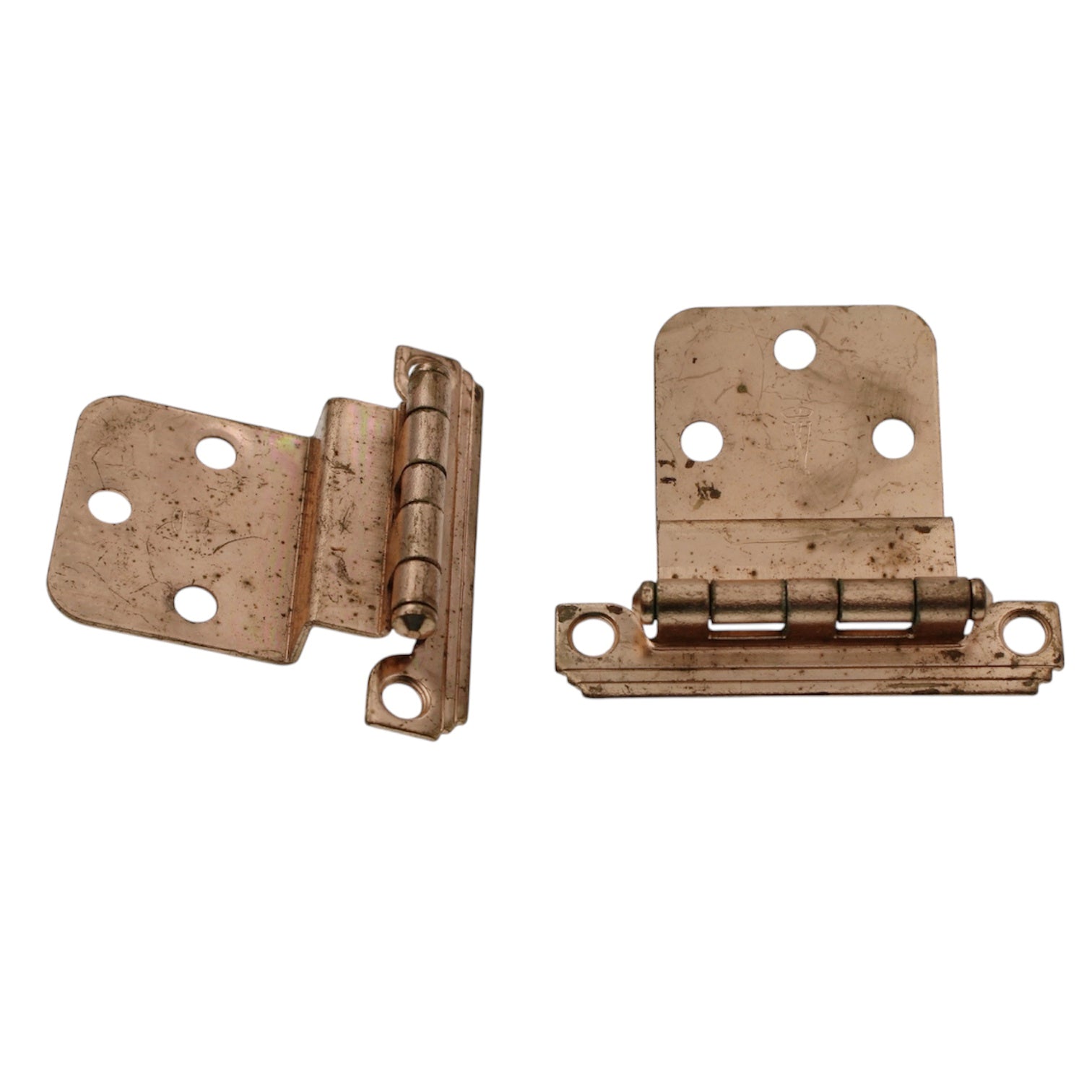 Pair Washington Mid-Century Polished Copper 3/8" Inset Cabinet Hinges 910-CU