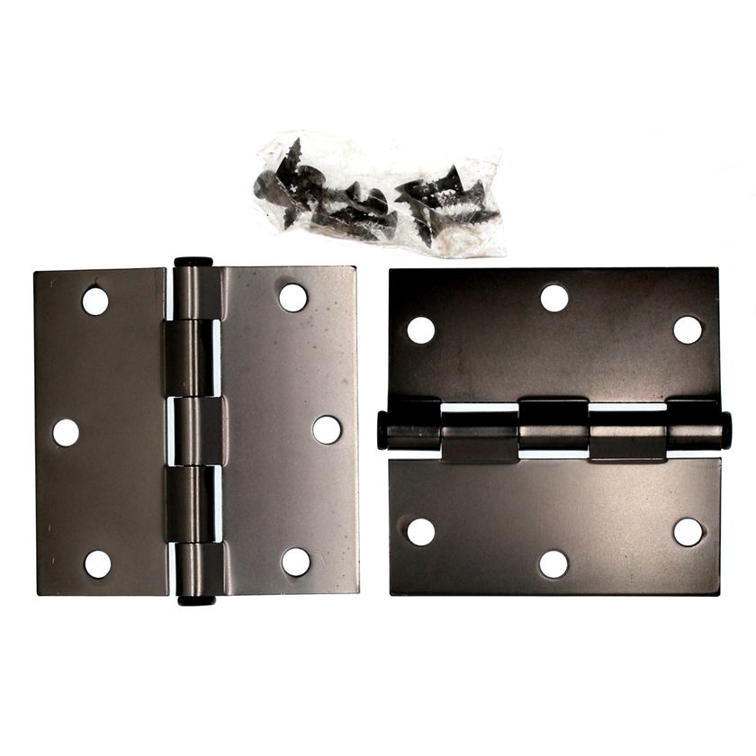 Emtek 3 1/2" Door Hinge Square Corner Plain Bearing Bronze 9101310B Set of 2