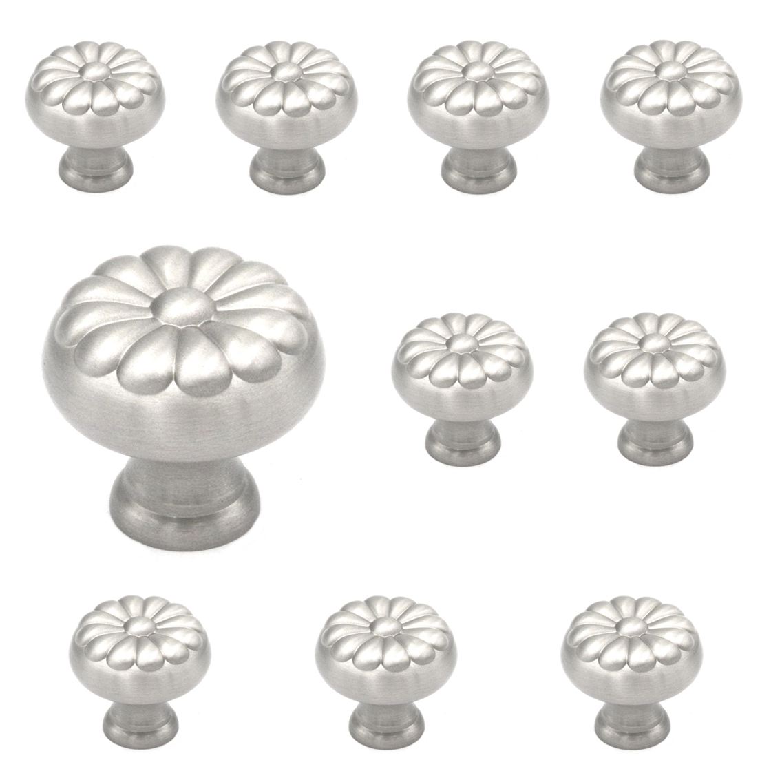 10 Pack Belwith Keeler Sechel 1 1/4" Satin Nickel Round Solid Brass Cabinet Knob A416