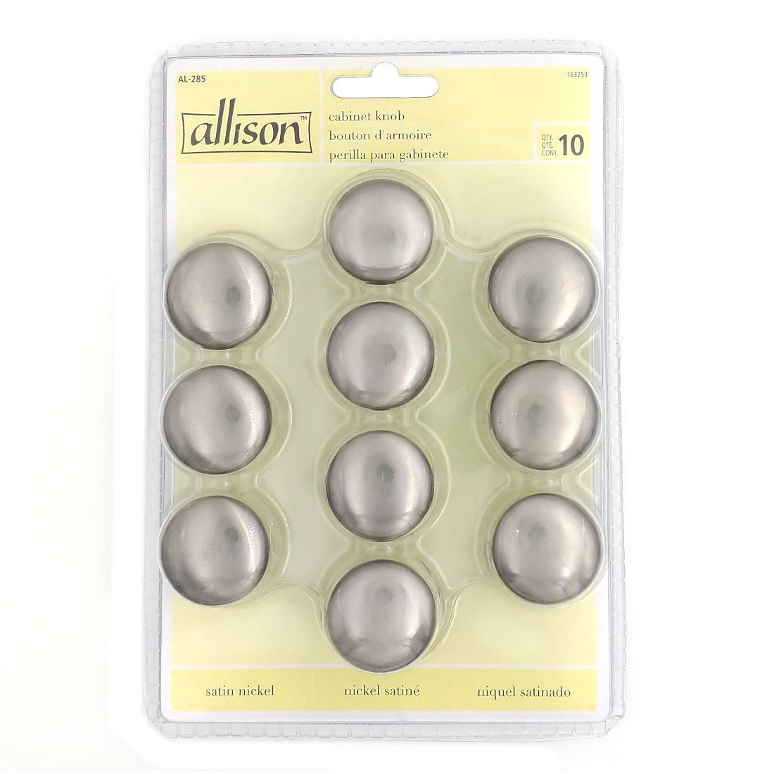 10 Pack Amerock Allison 1 1/4" Satin Nickel Round Smooth Cabinet Knob AL-285