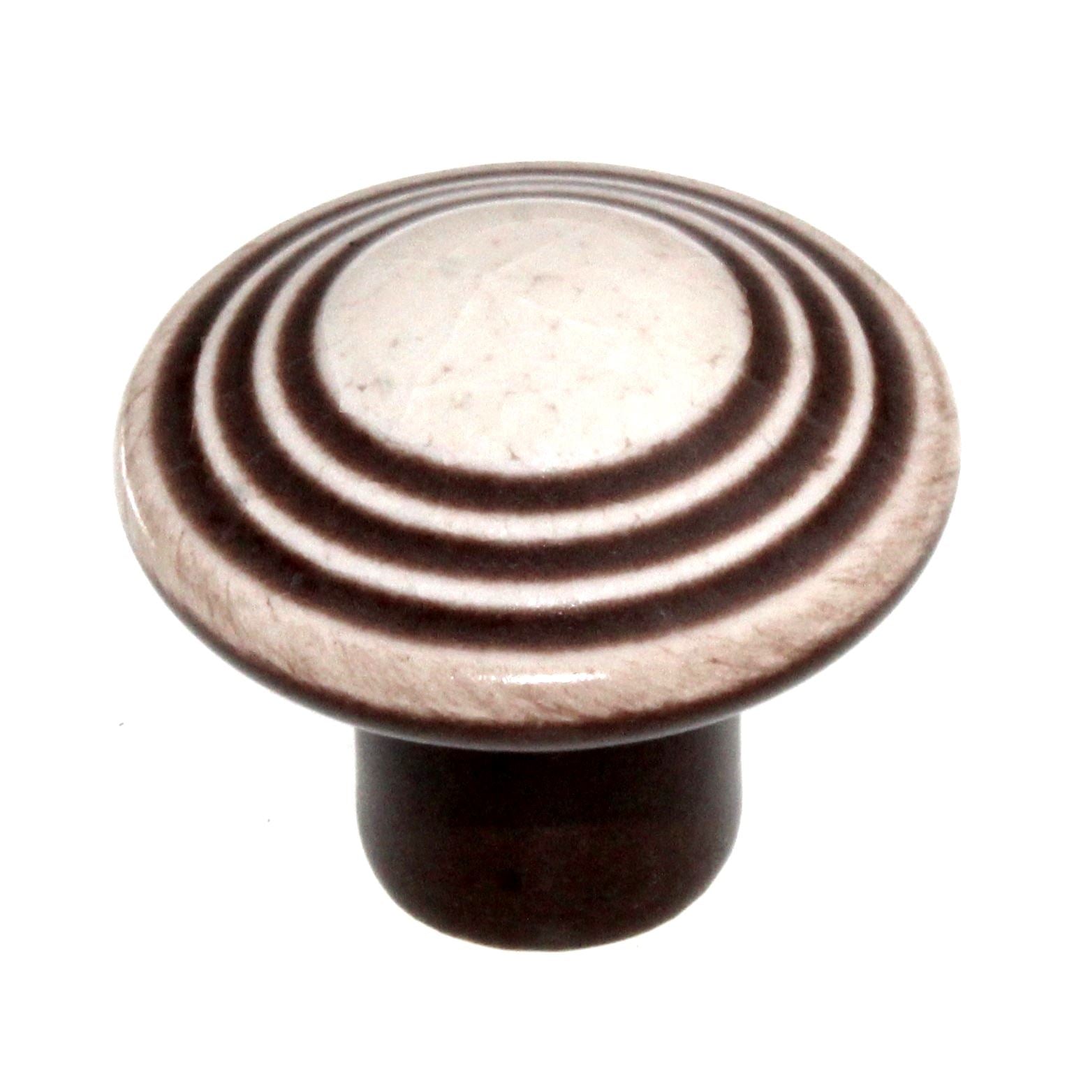 Amerock Ceramic 1 3/8" Ringed Cabinet Knob Distressed Cream BP1325-DW