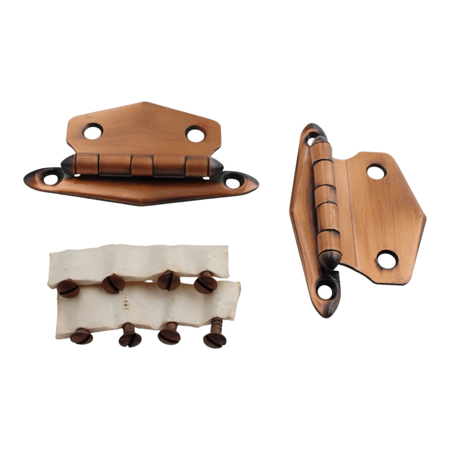 Pair Amerock Merit Machine Copper Flush Surface Cabinet Hinges BP1587-MC