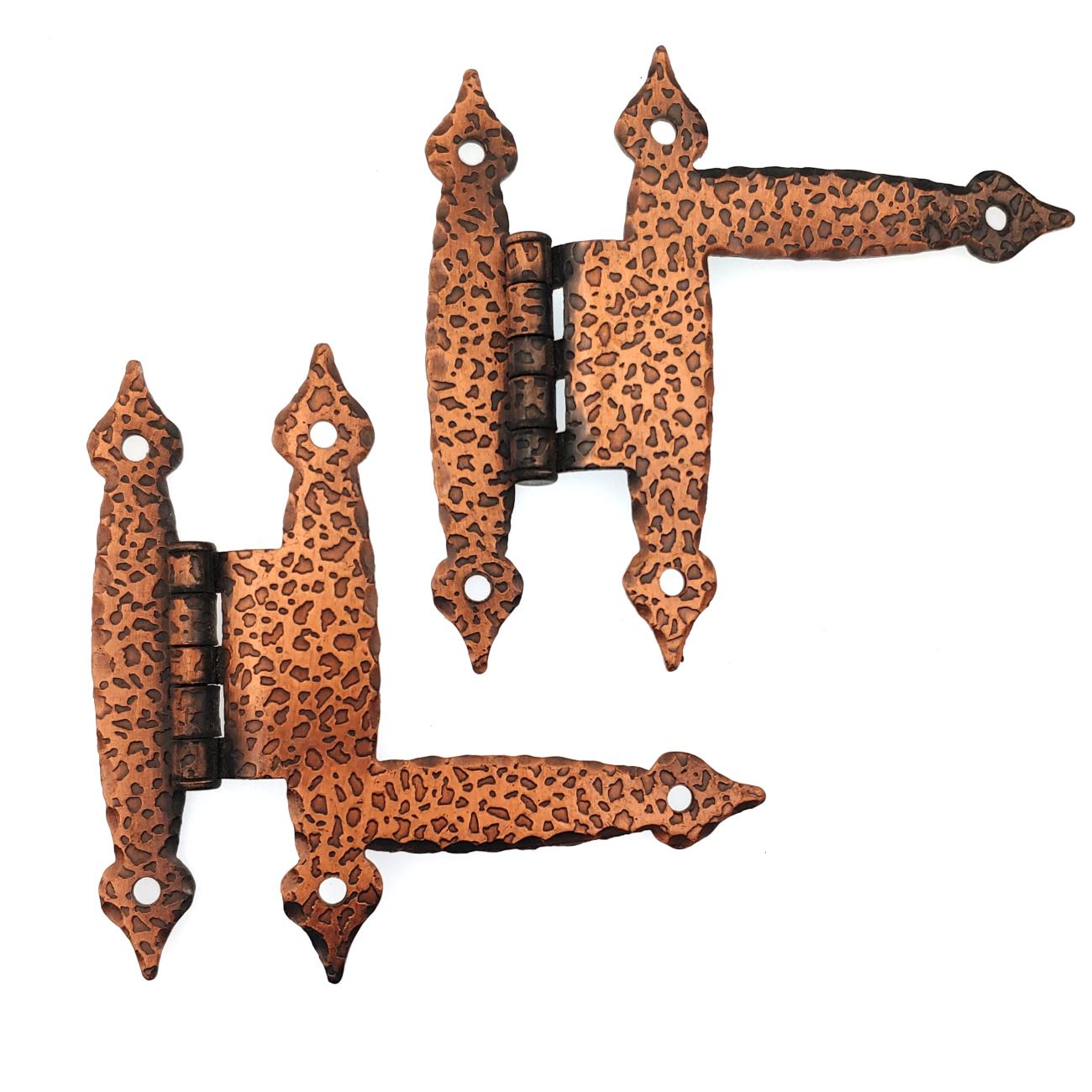 Hammered 3/8" Offset HL Hinge Face Mount Antique Copper Spade Tip W1622-AC