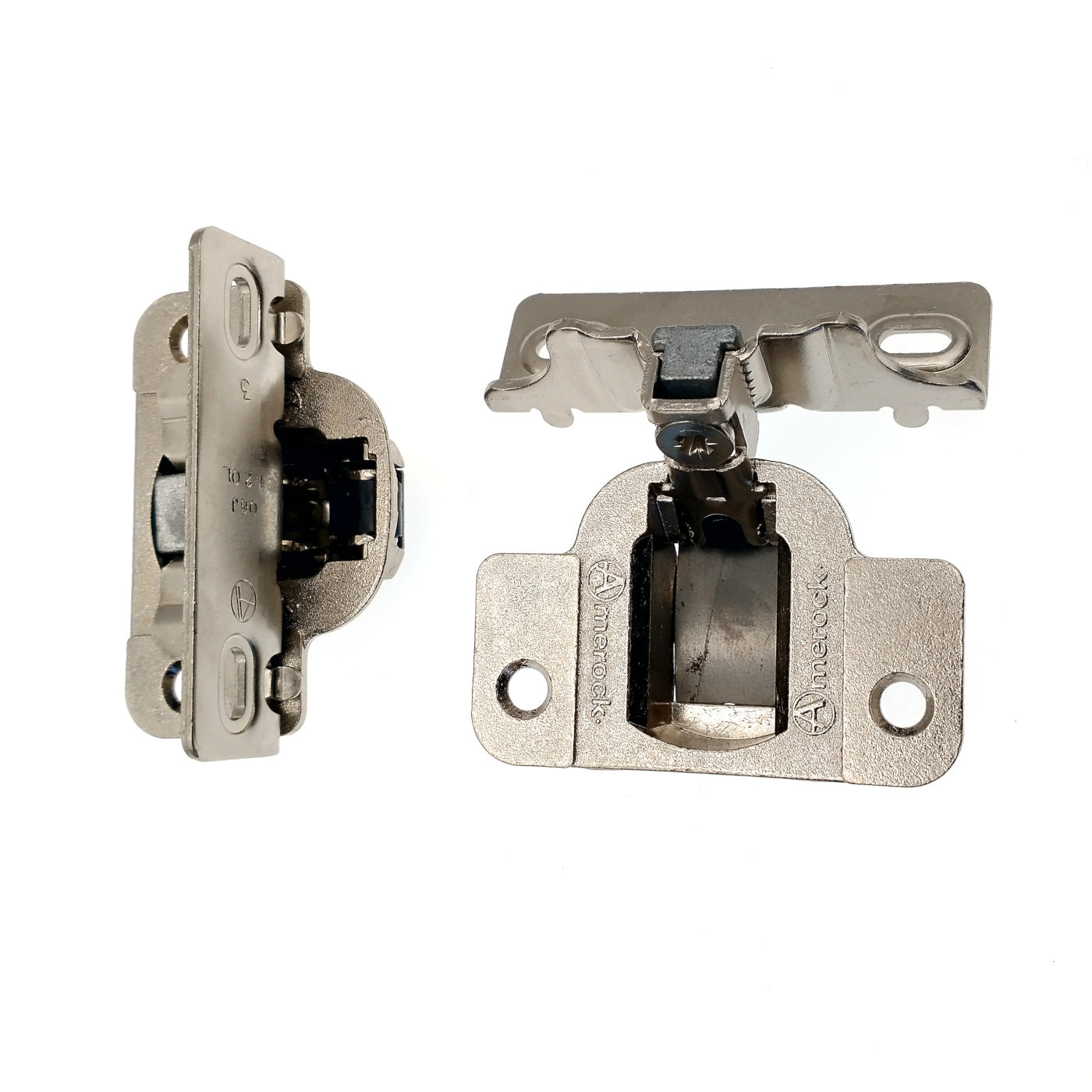 Amerock Nickel 105 deg. Partial Wrap 1/2" Overlay Concealed Hinge BP2022J-3-14