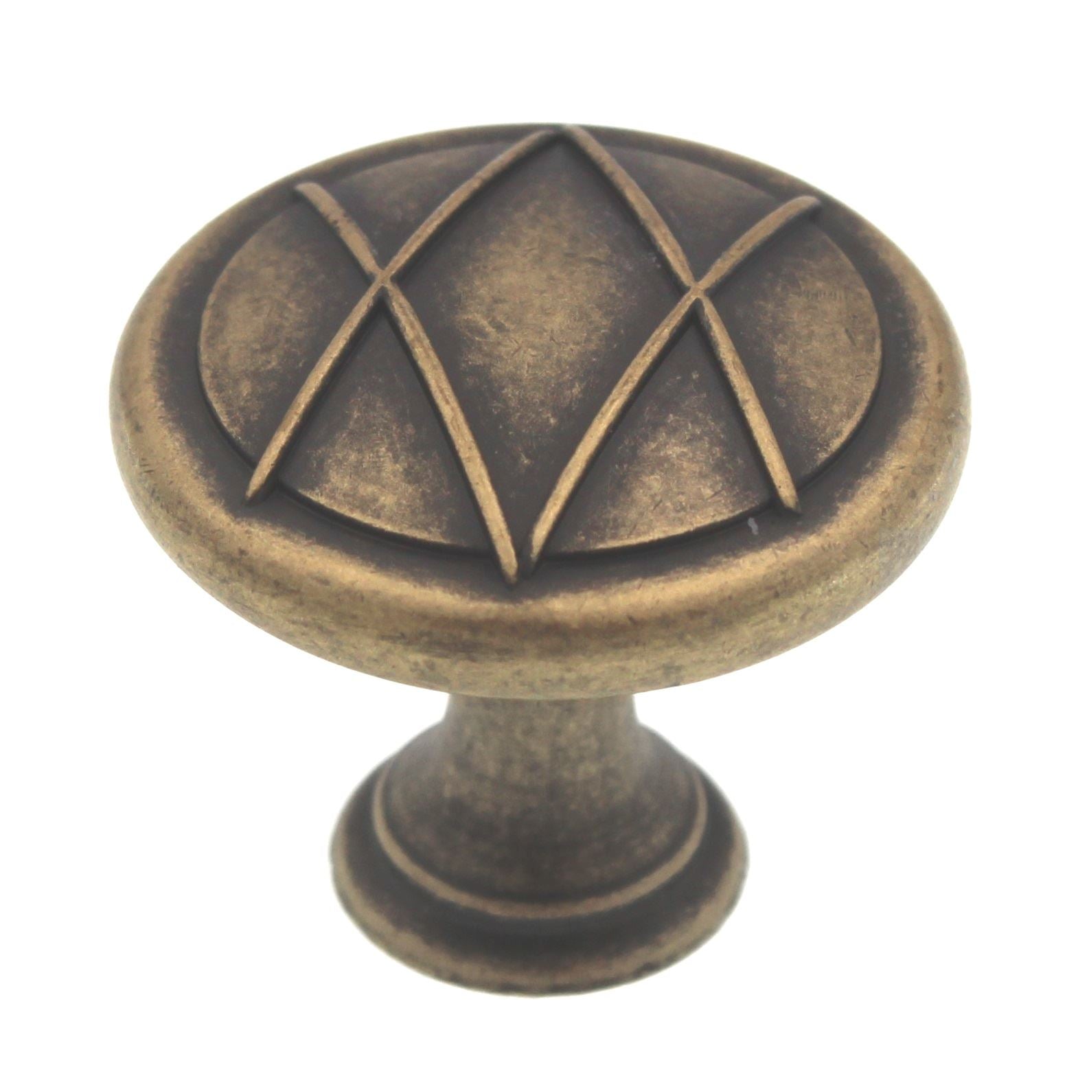 Amerock Lattice Distressed Brass 1 3/8 inch Round Cabinet Knob BP24234DBS