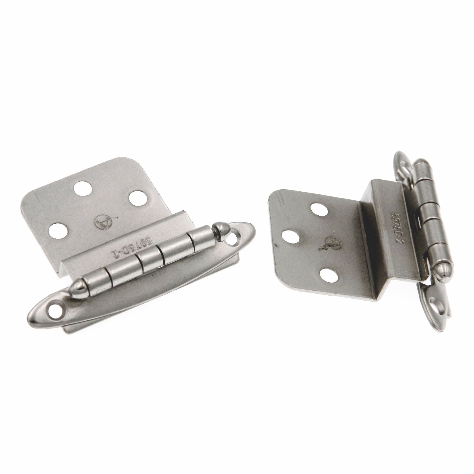 Par de bisagras empotradas Amerock de níquel satinado BP3417-G10 con giro libre de montaje frontal de 3/8"