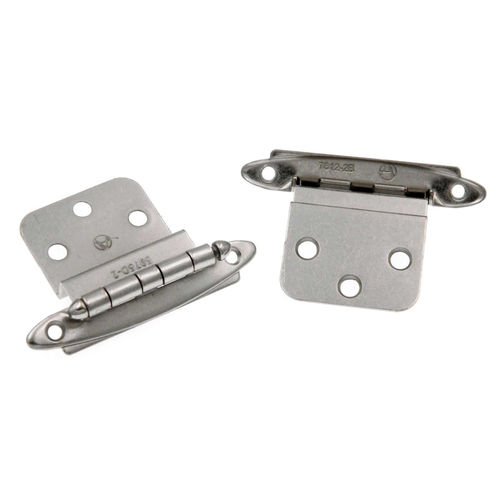 Par de bisagras empotradas Amerock de níquel satinado BP3417-G10 con giro libre de montaje frontal de 3/8"