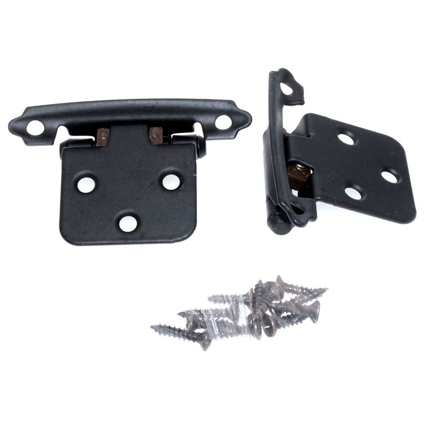 Pair of Amerock Black Variable Overlay Face Mount Cabinet Hinges BPR3429FB