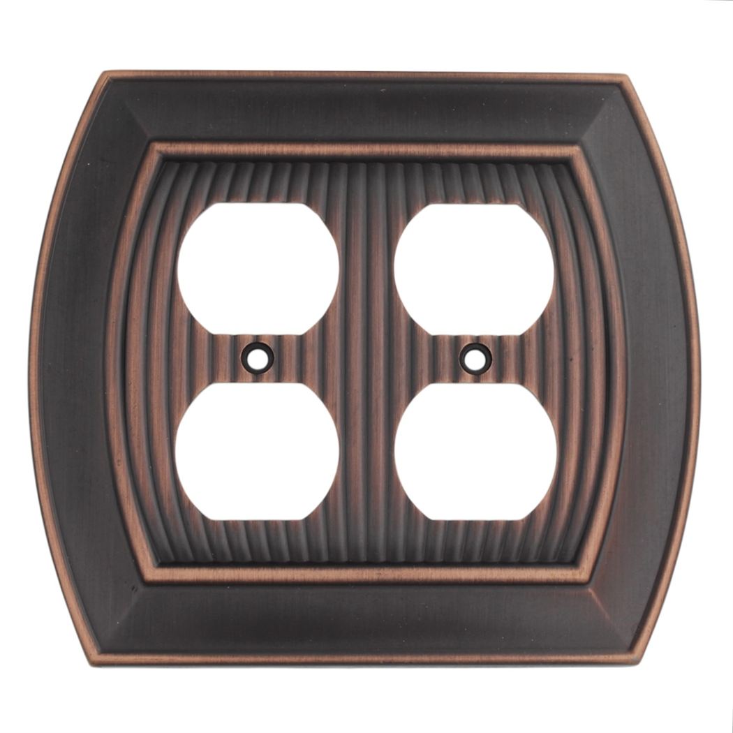 Amerock Sea Grass Oil Rubbed Bronze 2 Receptacle Outlet Wall Plate BP36537ORB