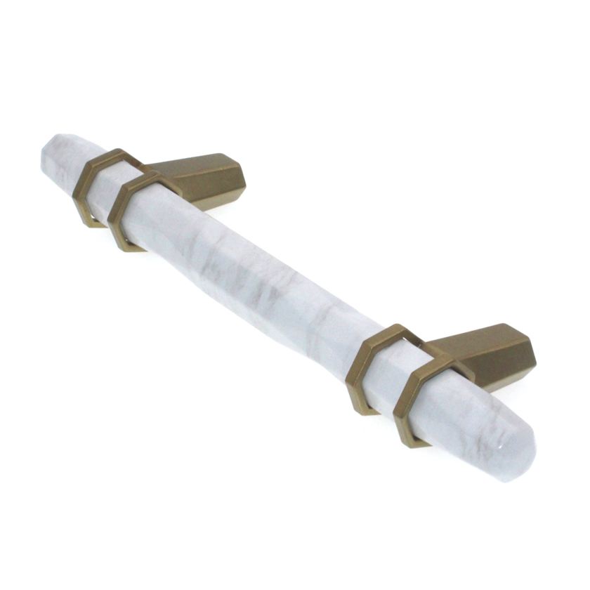 Amerock Carrione 3 3/4" (96mm) Ctr Pull White Golden Champagne BP36648MWBBZ