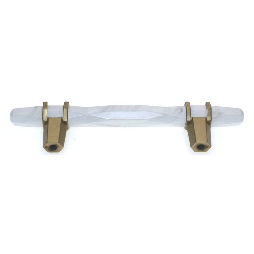 Amerock Carrione 3 3/4" (96mm) Ctr Pull White Golden Champagne BP36648MWBBZ