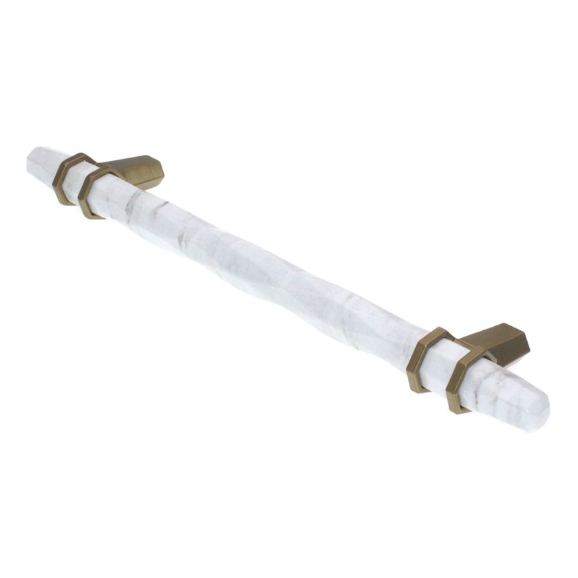Amerock Carrione 6 5/16" (160mm) Ctr Pull White Golden Champagne BP36650MWBBZ