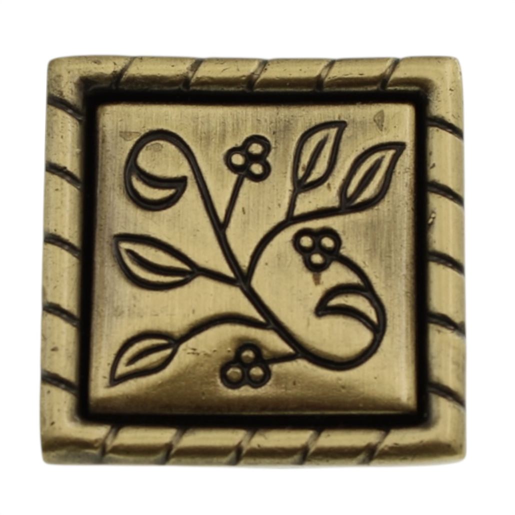 Amerock Vineyard Elegant Brass 1 1/8" Square Vine Cabinet Knob BP4466-EB