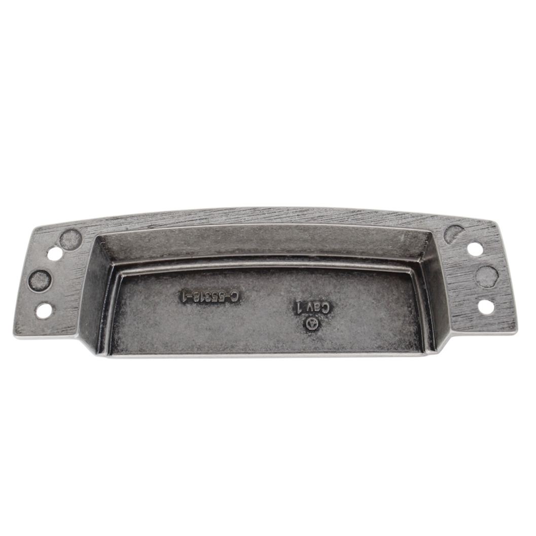 Amerock Highland Ridge Aged Pewter 3 1/2" Ctr. Drawer Cup Pull BP55318-AP