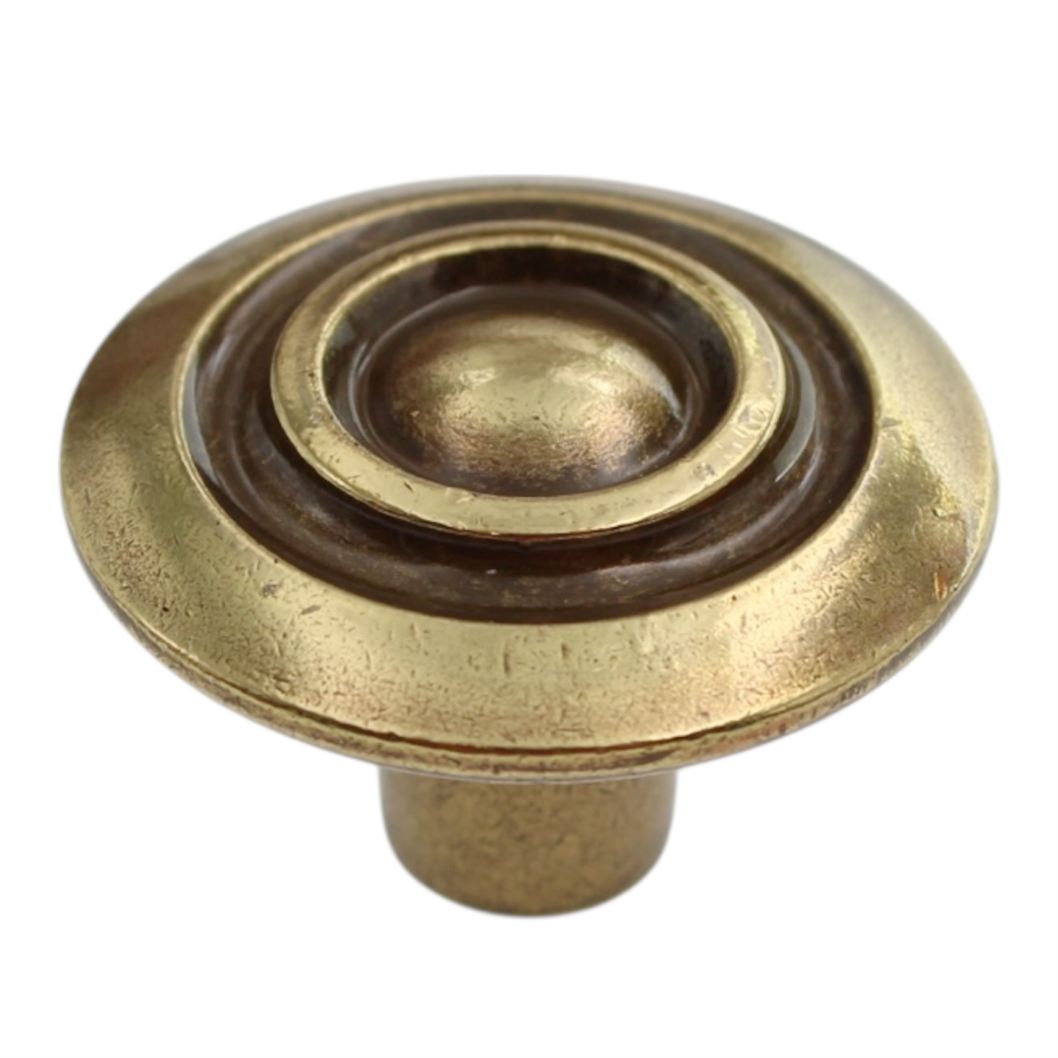 Vintage Amerock French Colony Regency Brass 1 1/8" Round Cabinet Knob BP591-R1