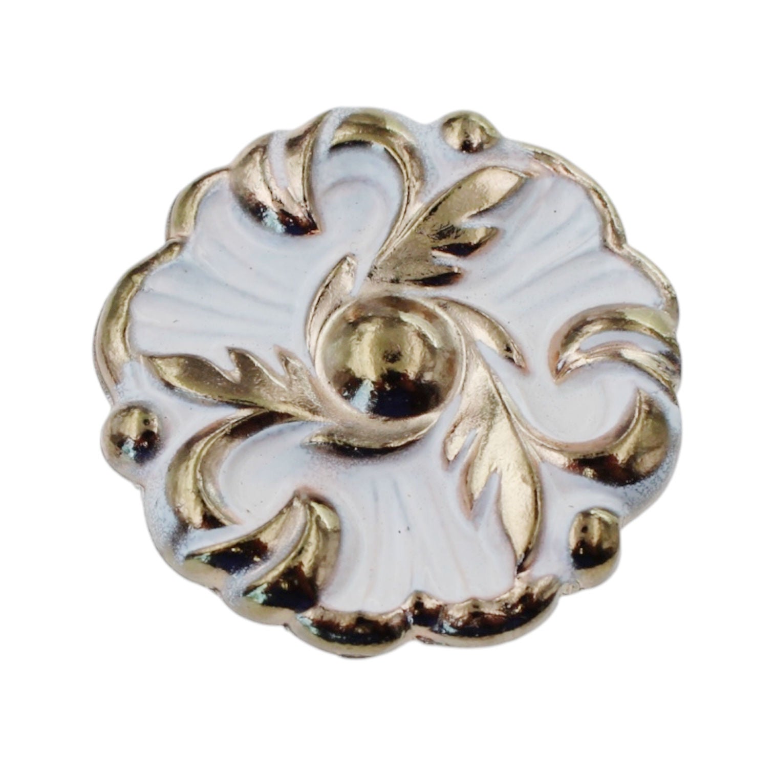 Vintage Amerock Provincial Ivory Gold 1 1/2" Round Cabinet Knob BP593-BW