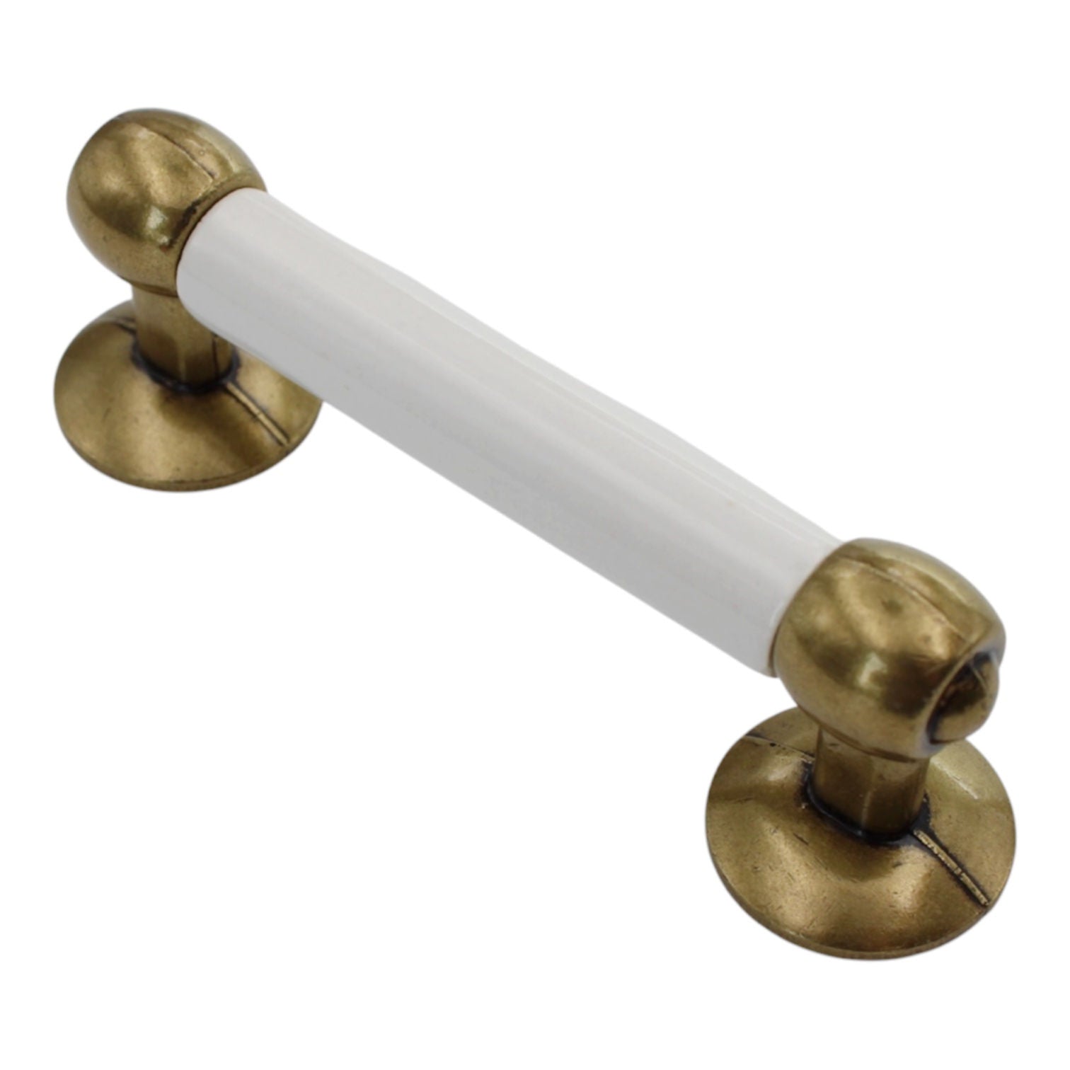 Vintage Amerock Tribute Burnished Brass, White 3" Ctr. Cabinet Bar Pull BP652-30