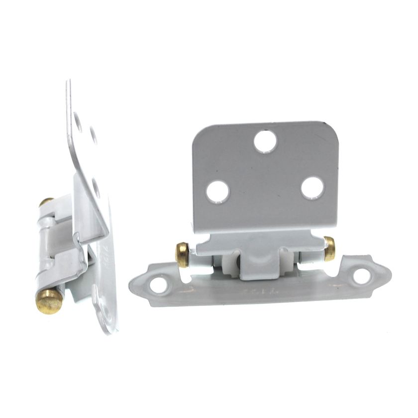 Pair of Amerock BP7128-W3 White with Brass Stem Self-Closing 3/8" Inset Hinges