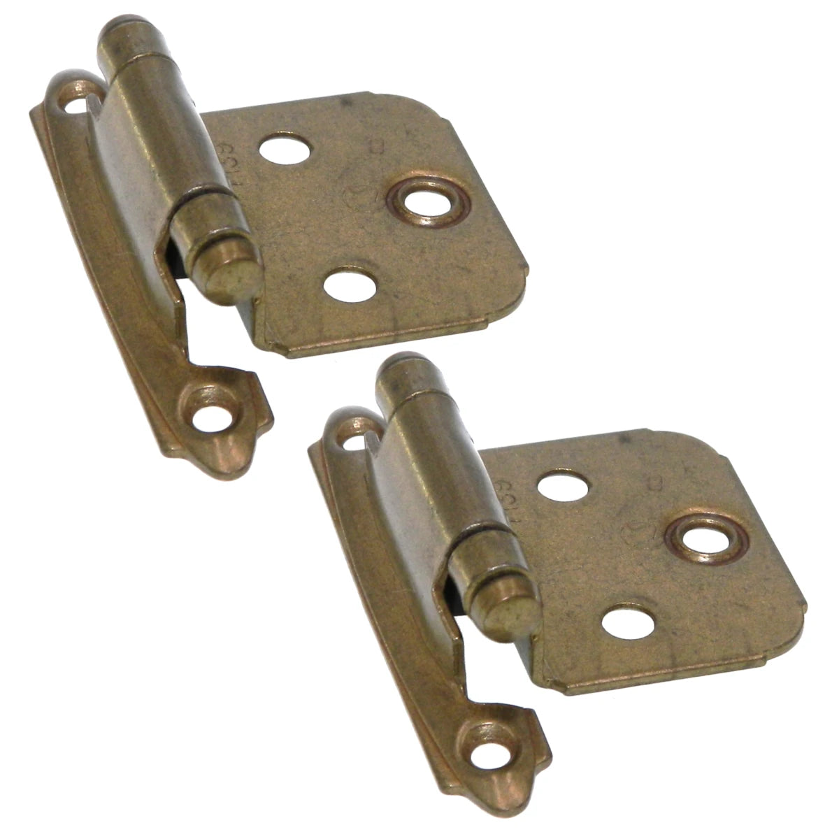 Pair of Amerock Burnished Brass Self-Closing Overlay Cabinet Hinges BP7139-BB