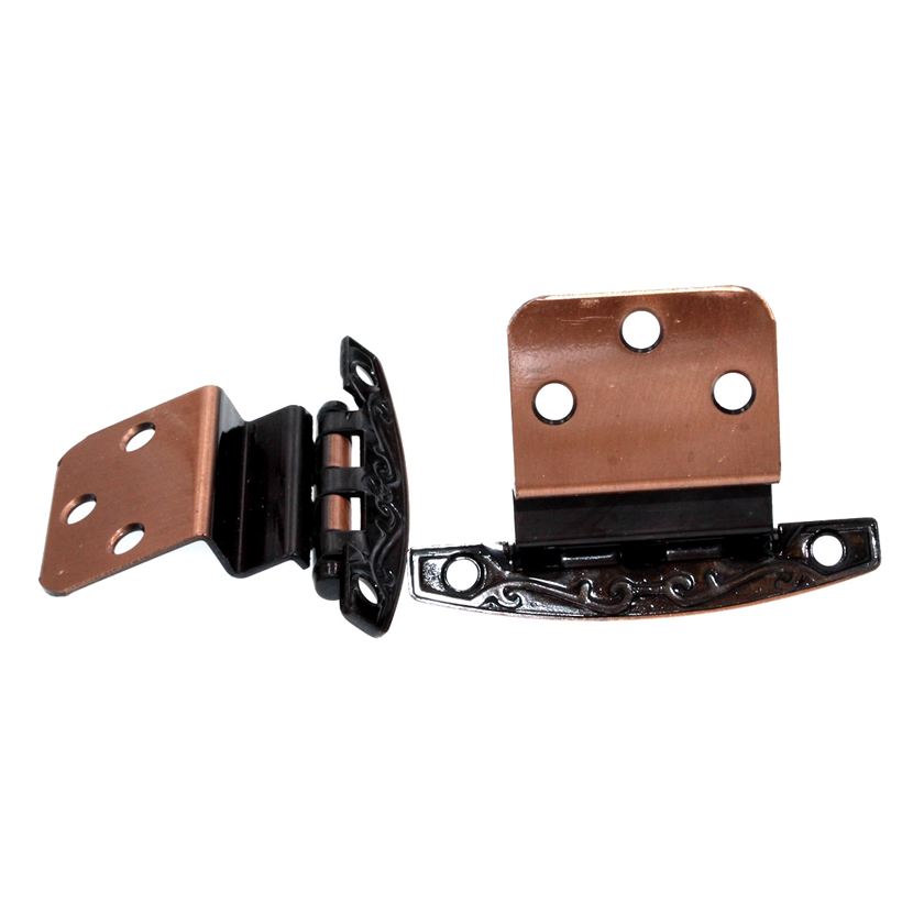 Pair of Amerock Antique Copper 3/8" Inset Hinges Non Self-Closing BP7528-AC