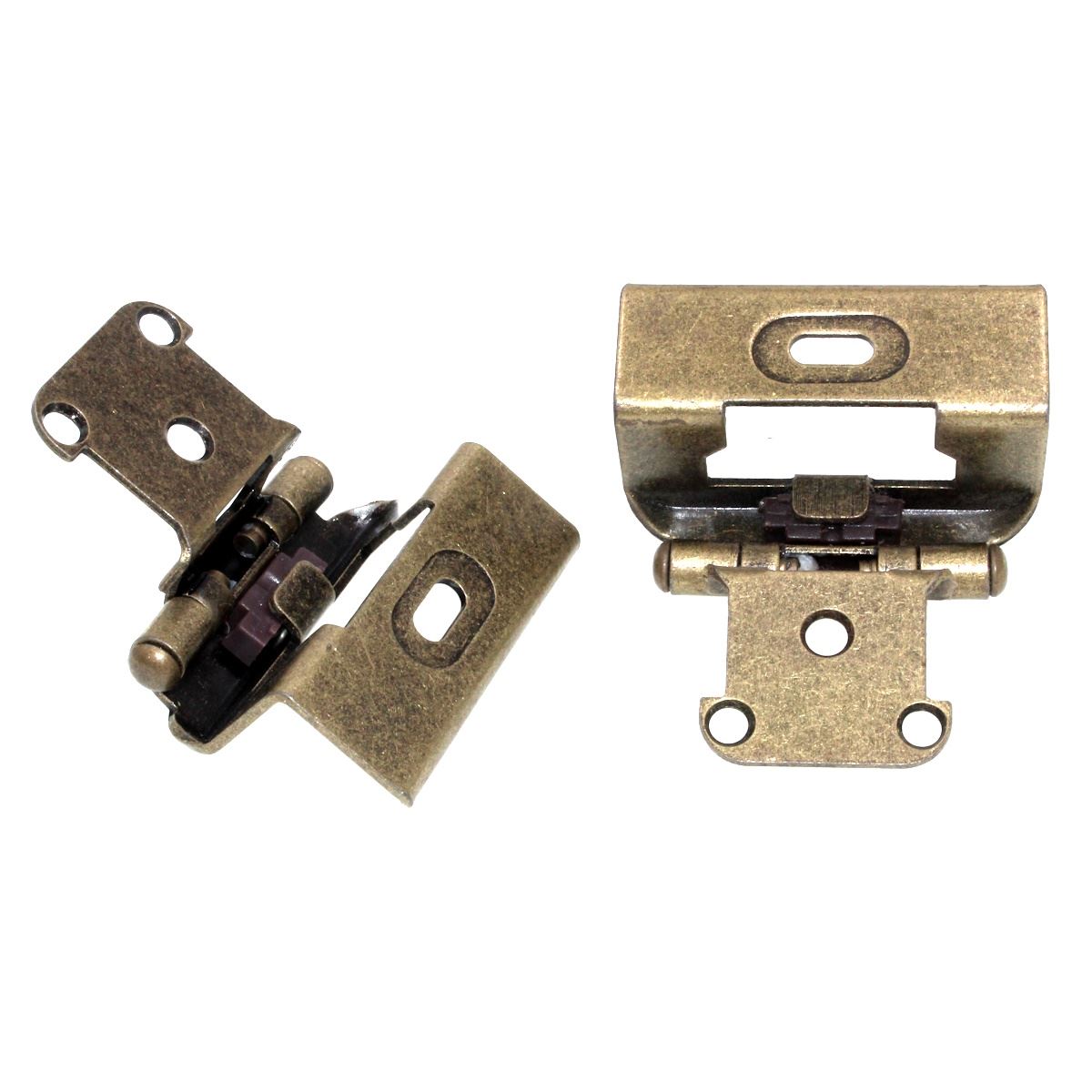 Pair of Amerock Burnished Brass Full Wrap Hinges 1/2" Overlay Self-Closing BP7541-BB