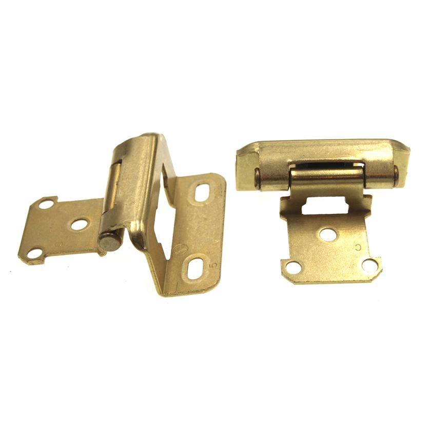 Pair of Amerock BP7550-3 Polished Brass Self-Closing 1/2" Overlay Hinges