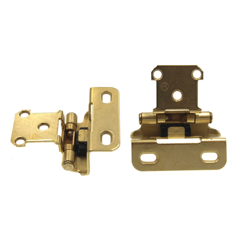 Pair of Amerock BP7550-3 Polished Brass Self-Closing 1/2" Overlay Hinges