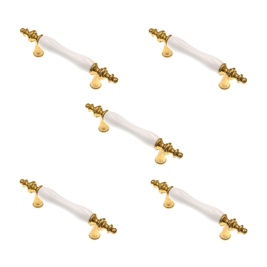 5 Pack Amerock 3"cc Polished Brass Cabinet Porcelain Bar Pull Handle Ceramic Center BP76243-W3