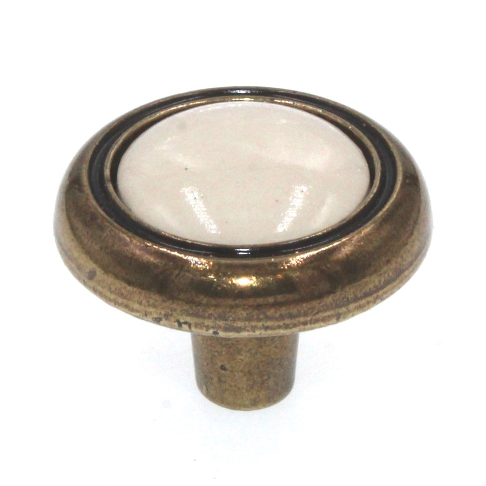 Amerock Allison Antique Brass Light Almond Center 1 1/4" Cabinet Knob BP76244-AB