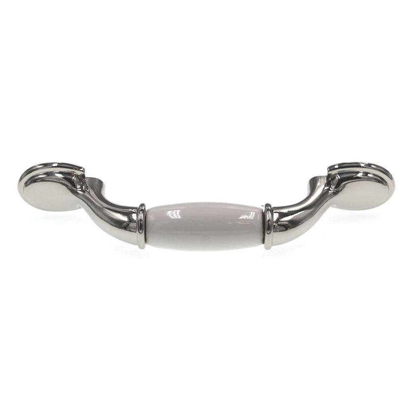 Amerock BP76245-26W Polished Chrome 3"cc Cabinet Handle Pull, White Ceramic Center
